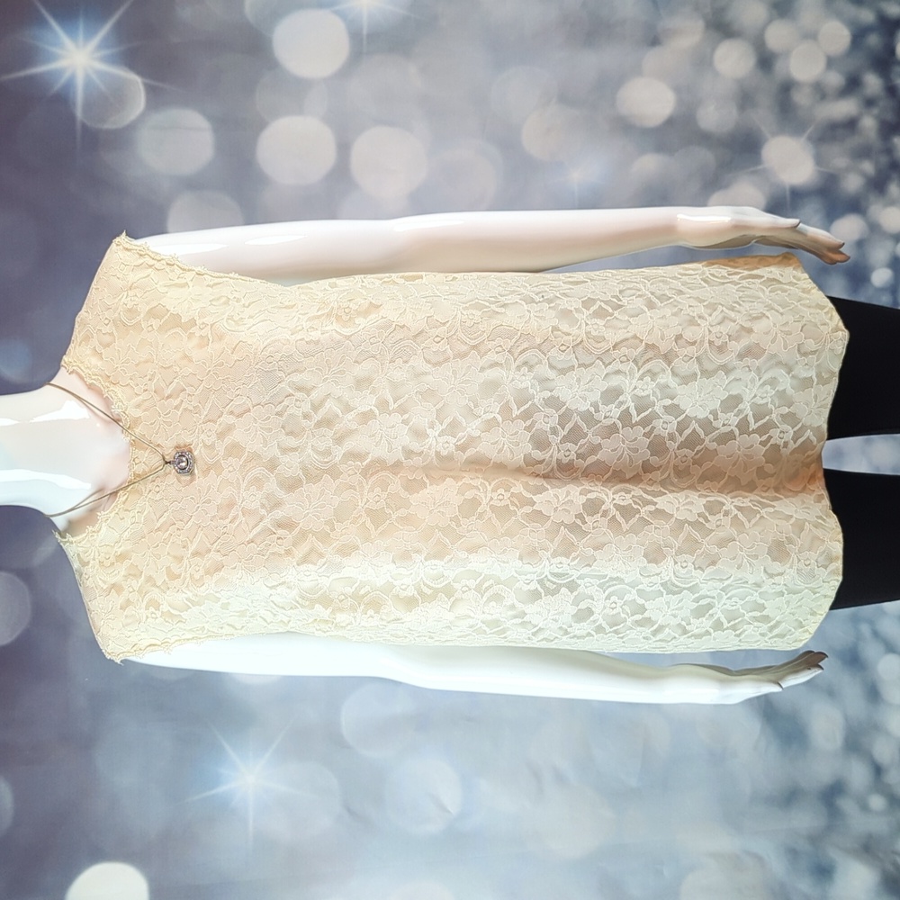 Vintage 90's Sonya Ratay San Andre Blouse Scalloped Neckline Ivory Lace Size XL